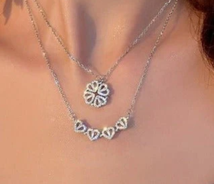 Modalba - Collana quadrifoglio 4 cuori