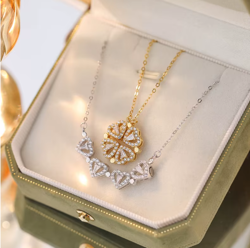 Modalba - Collana quadrifoglio 4 cuori